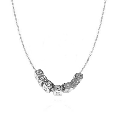 Multi Diamond Initial Block Charm Necklace - Armans Fine Jewellery