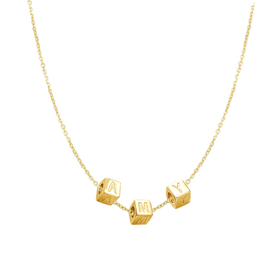 Multi Solid Gold Initial Block Charm Necklace - Armans Fine Jewellery