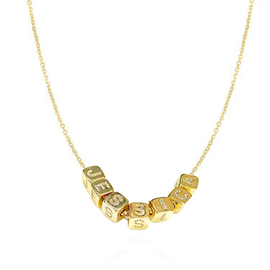 Multi Diamond Initial Block Charm Necklace - Armans Fine Jewellery