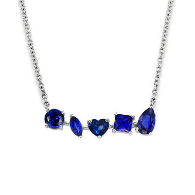 Multi-Shaped Blue Sapphire Bar Necklace - Armans Fine Jewellery