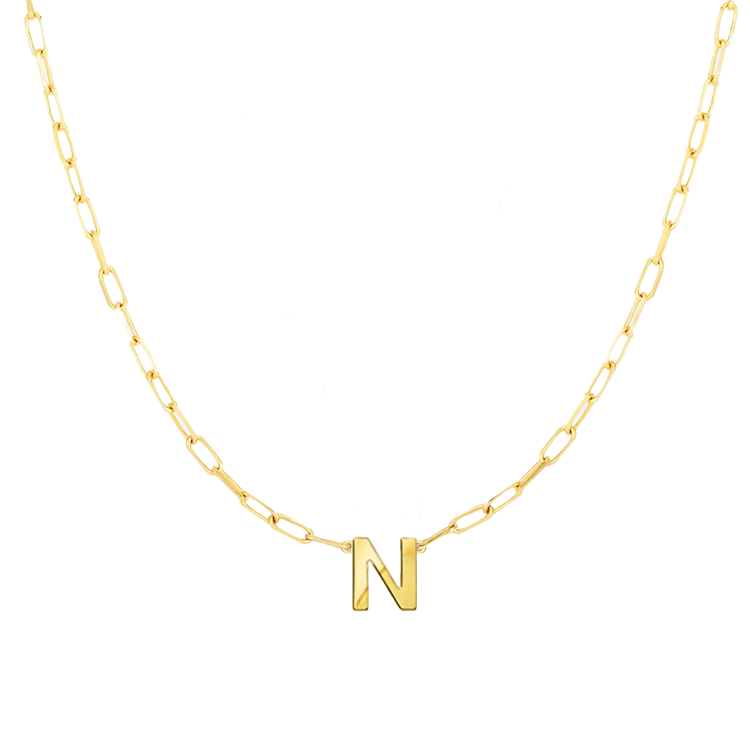 Block Letter Necklace with Paperclip Chain - Armans Fine Jewellery
