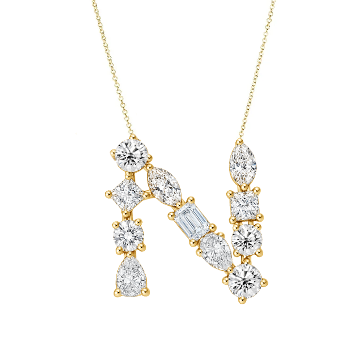 Multi Diamond Initial Necklace