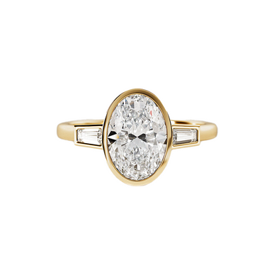 Oval Bezel Set Trilogy Engagement Ring - Armans Fine Jewellery