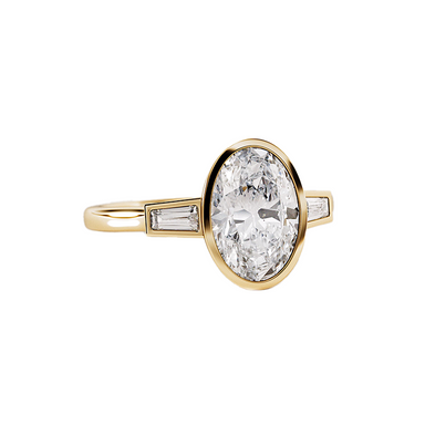 Oval Bezel Set Trilogy Engagement Ring - Armans Fine Jewellery