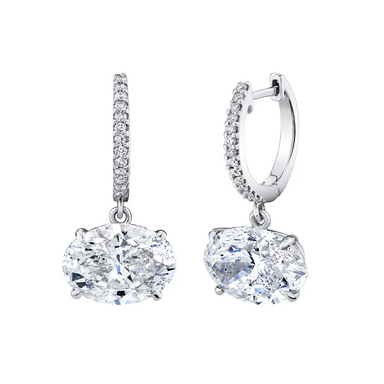 Oval Diamond Dangle Huggies - Armans Fine Jewellery