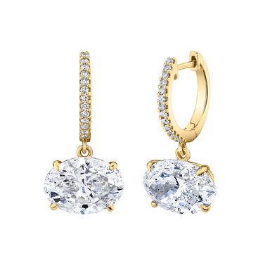 Oval Diamond Dangle Huggies - Armans Fine Jewellery