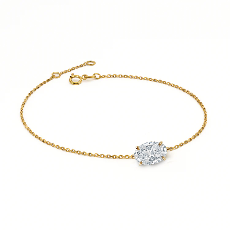 Lab Grown Oval East West Solitaire Bracelet