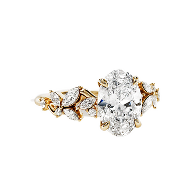 Oval Lab Grown Diamond Leaf Engagement Ring - Armans Fine Jewellery