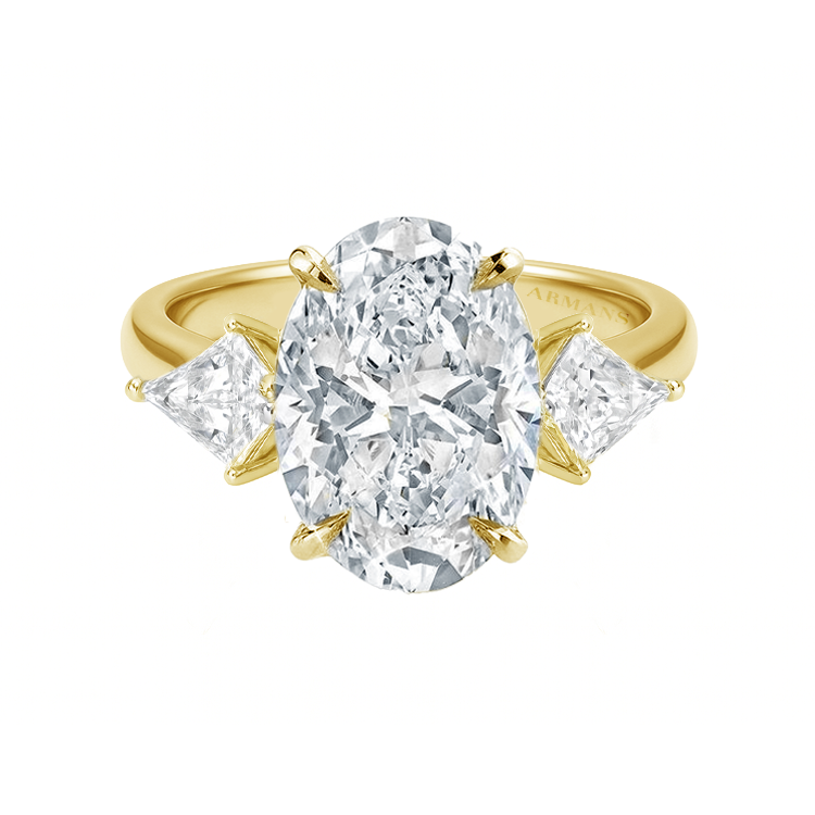 Oval Lab Grown Diamond Trapezoid Engagement Ring