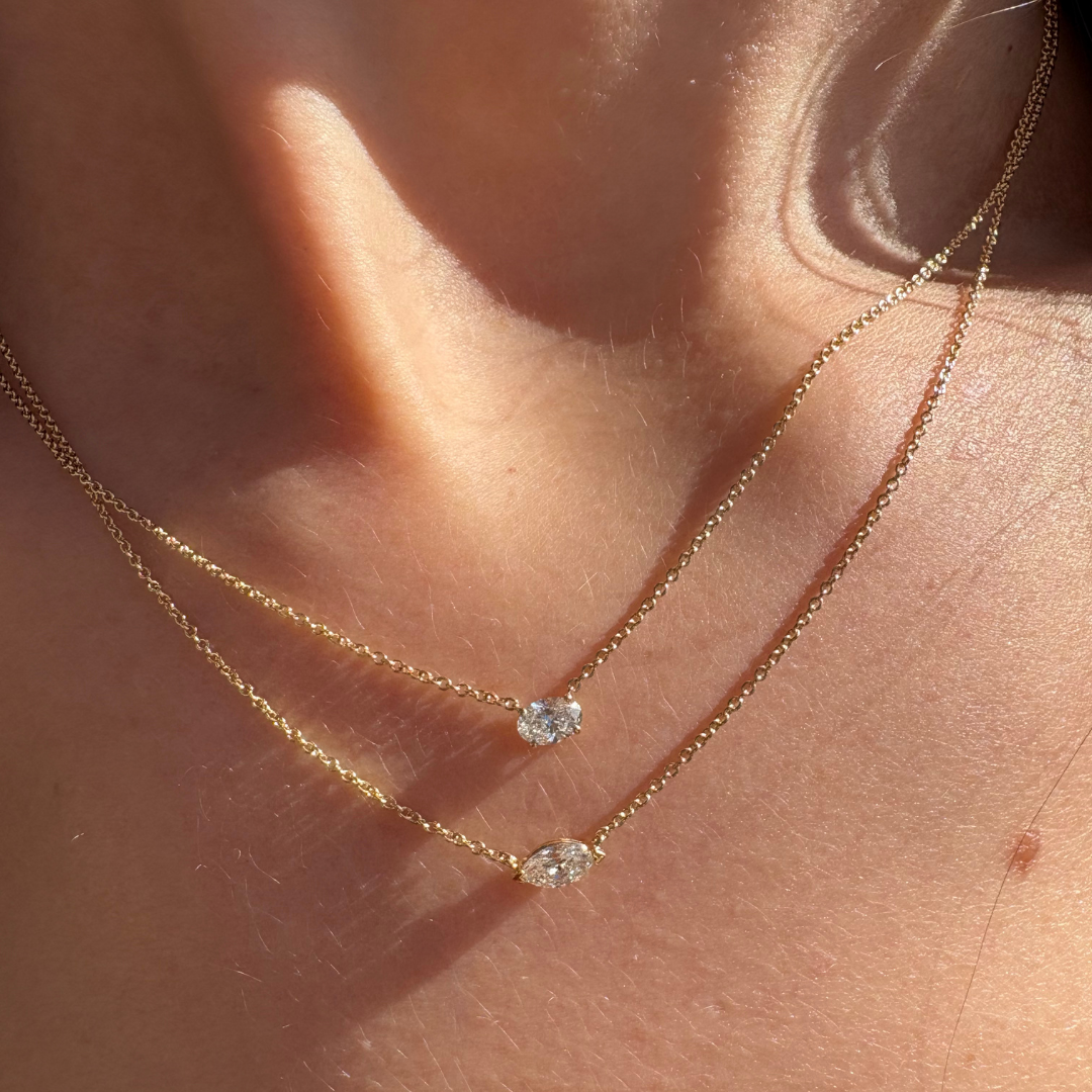 Oval Solitaire East West Lab Grown Diamond Pendant - Armans Fine Jewellery