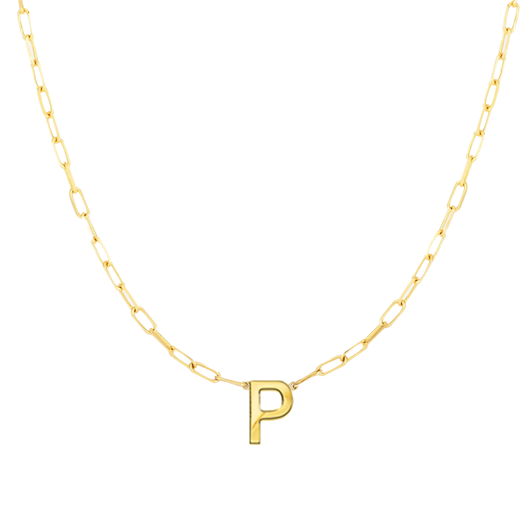 Block Letter Necklace with Paperclip Chain - Armans Fine Jewellery