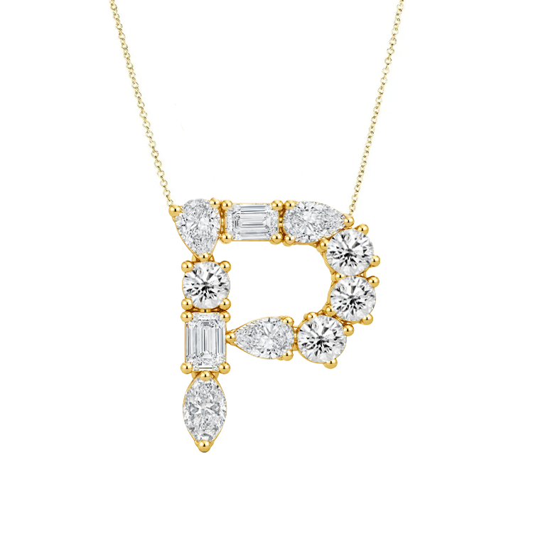 Multi Diamond Initial Necklace