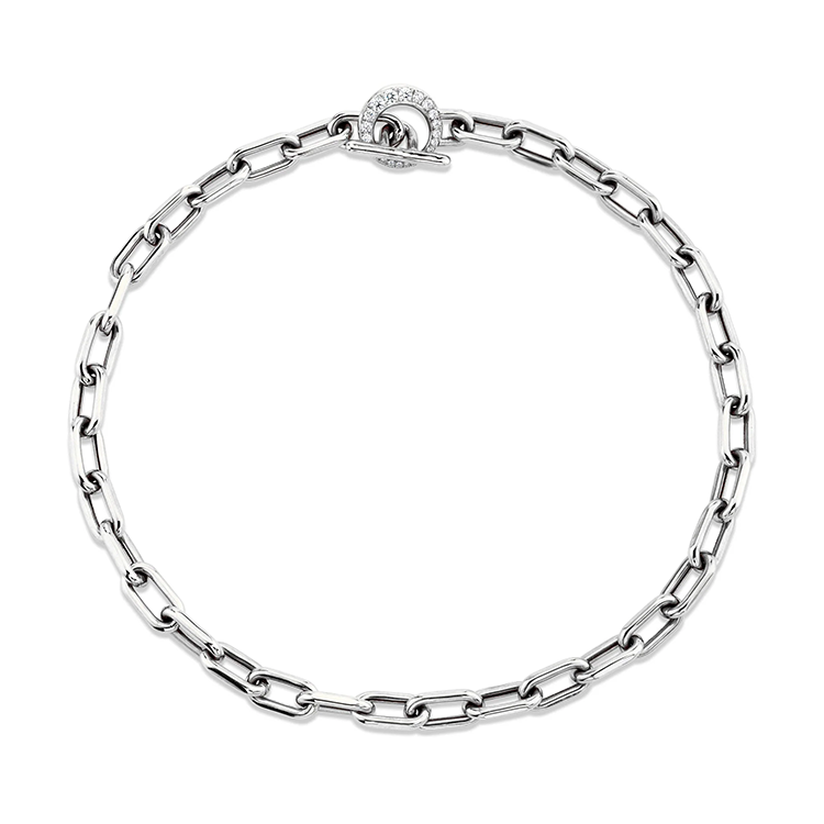 Paper Clip Choker with Diamond Bail - Armans Fine Jewellery