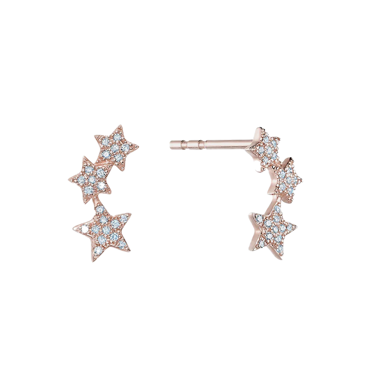 Pavé Three Star Studs - Armans Fine Jewellery