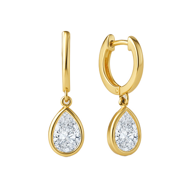 Pear Bezel Drop Huggies - Armans Fine Jewellery