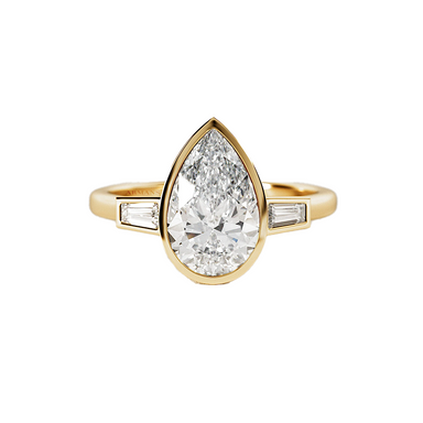 Pear Bezel Set Lab Grown Trilogy Engagement Ring - Armans Fine Jewellery