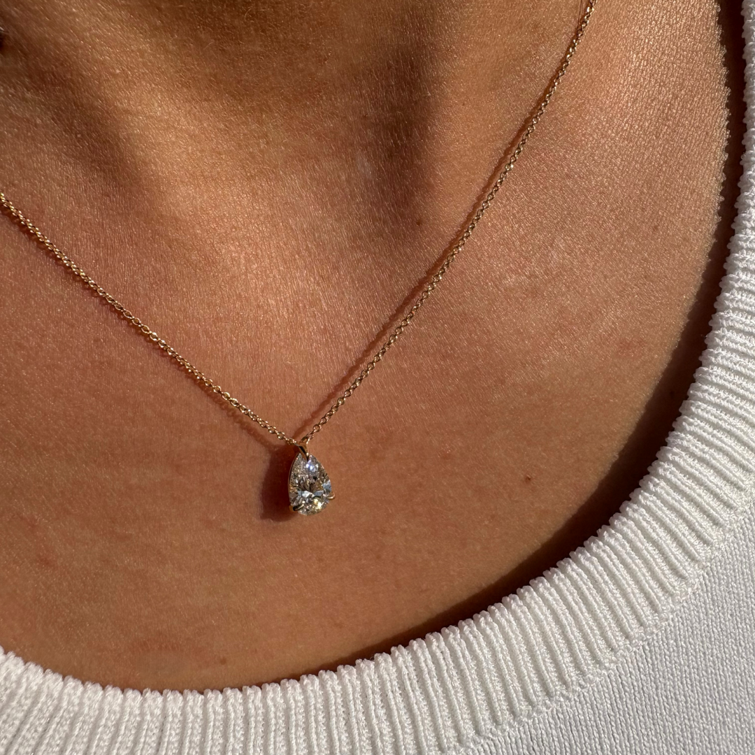 Pear Solitaire Lab Grown Diamond Pendant - Armans Fine Jewellery