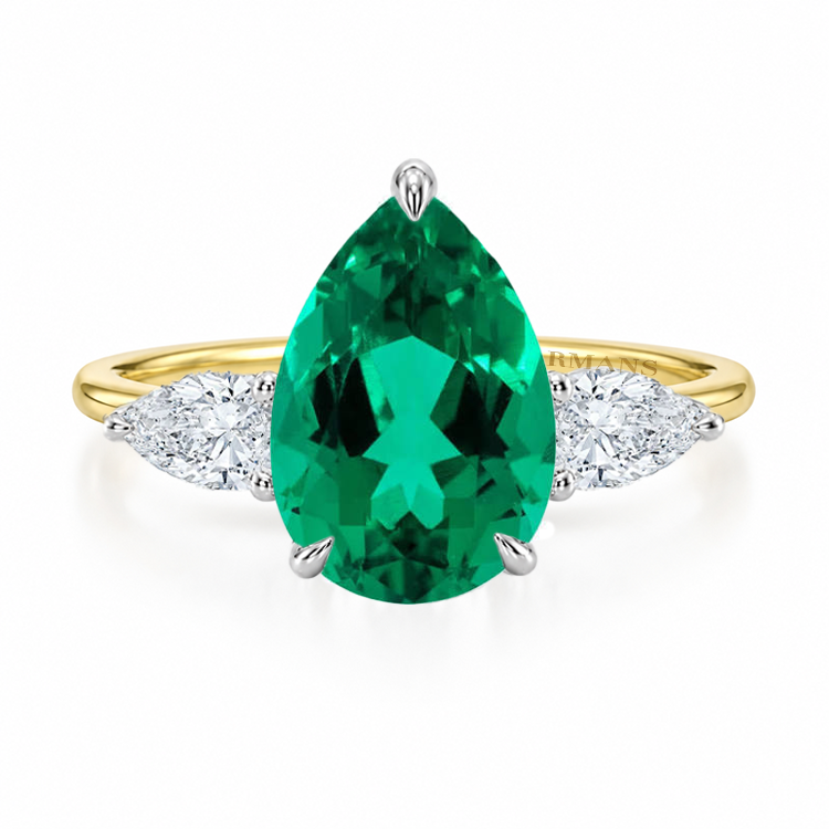 Pear Blue Sapphire Trilogy Engagement Ring