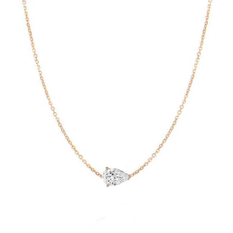 Horizontal Pear Solitaire Lab Grown Diamond Pendant - Armans Fine Jewellery