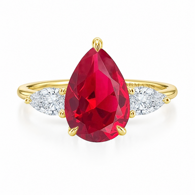 Pear Green Emerald Trilogy Lab Grown Engagement Ring - Armans Fine Jewellery