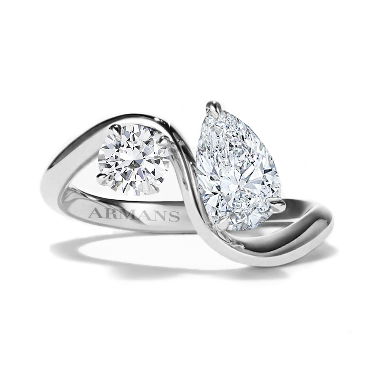 Pear and Round Diamond Twist Ring - Armans Fine Jewellery