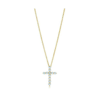 14K Gold Tiny Diamond Cross Necklace – FERKOS FJ