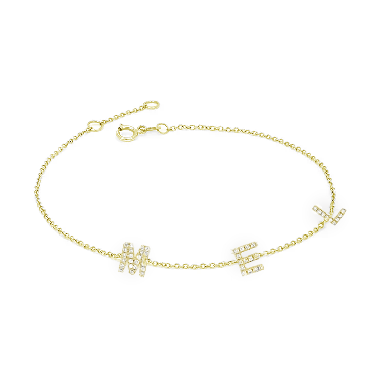 Petite Multi Diamond Initial Bracelet - Armans Fine Jewellery