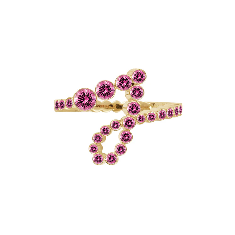Pink Sapphire Bubble Initial Ring