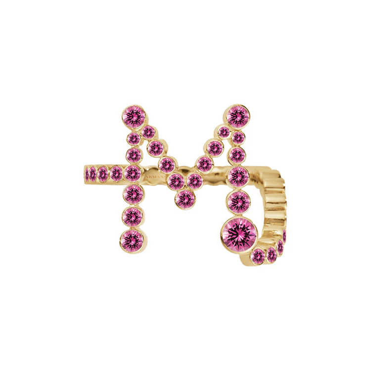 Pink Sapphire Bubble Initial Ring