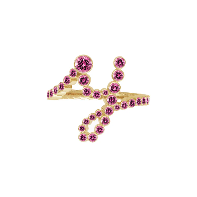 Pink Sapphire Bubble Initial Ring