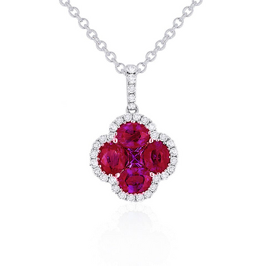 Pink Sapphire Diamond Clover Necklace - Armans Fine Jewellery