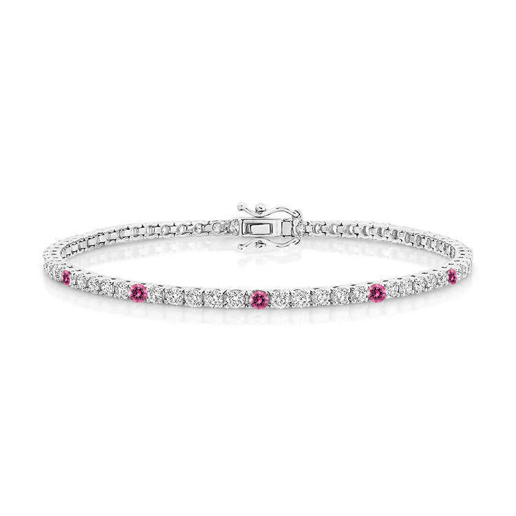 Pink Sapphire Diamond Tennis Bracelet - Armans Fine Jewellery