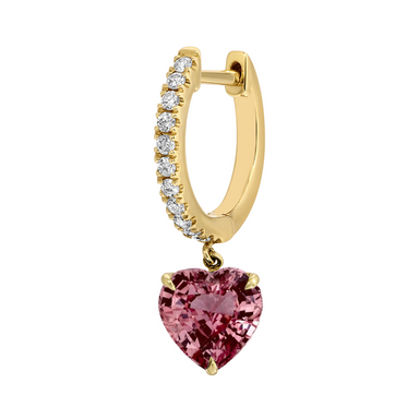 Pink Sapphire Heart Drop Diamond Huggies - Armans Fine Jewellery