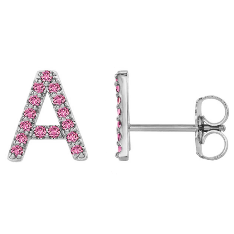 Pink Sapphire Initial Earrings - Armans Fine Jewellery