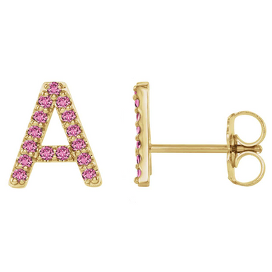 Pink Sapphire Initial Earrings - Armans Fine Jewellery