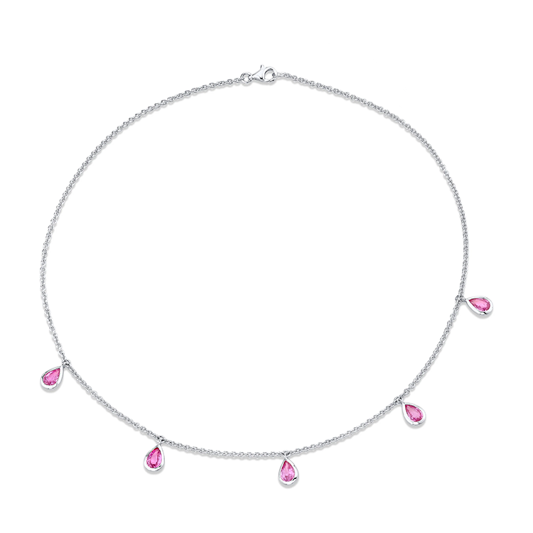 Pink Sapphire Tear Drop Necklace - Armans Fine Jewellery