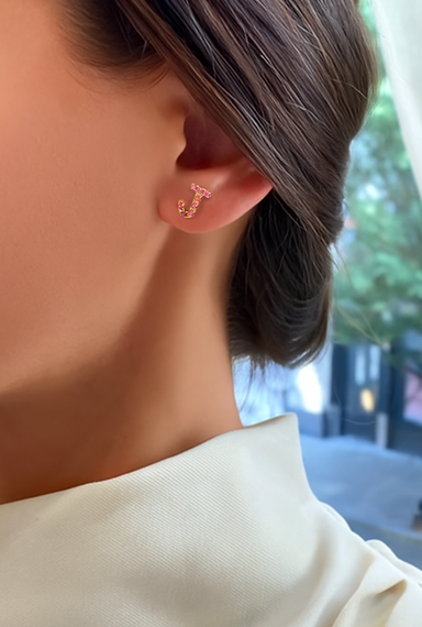 Pink Sapphire Initial Earrings - Armans Fine Jewellery
