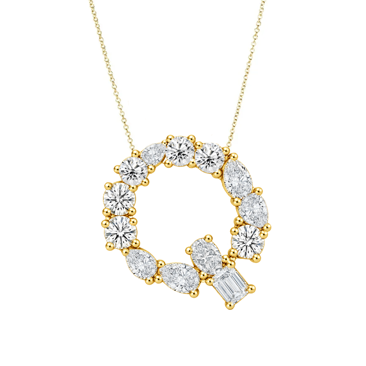 Multi Diamond Initial Necklace