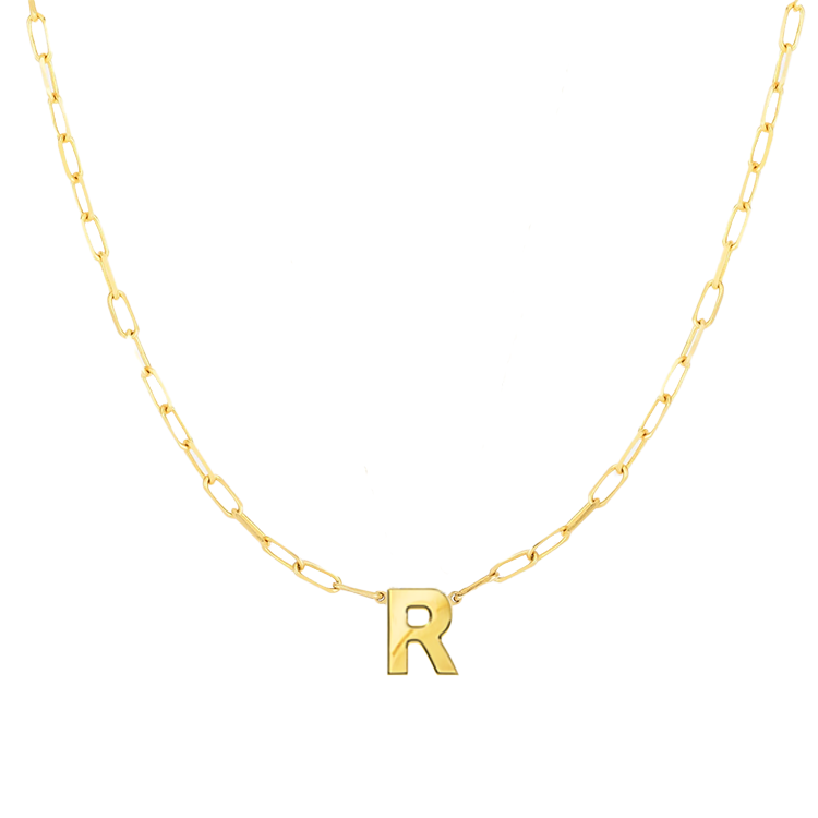 Block Letter Necklace with Paperclip Chain - Armans Fine Jewellery