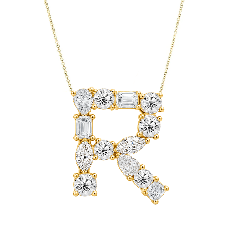 Multi Diamond Initial Necklace
