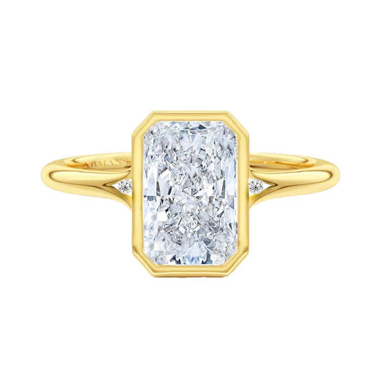 Radiant Bezel Engagement Ring with Side Stones - Armans Fine Jewellery
