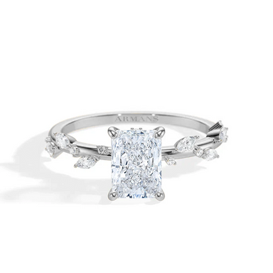 Radiant Diamond Leaf Engagement Ring - Armans Fine Jewellery