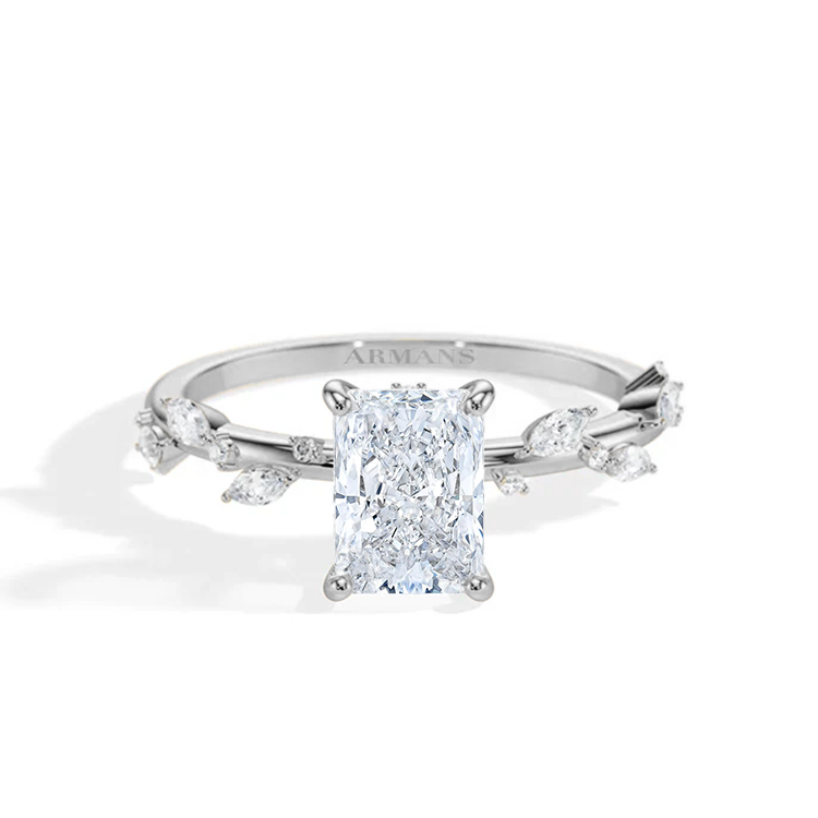 Radiant Diamond Leaf Engagement Ring - Armans Fine Jewellery