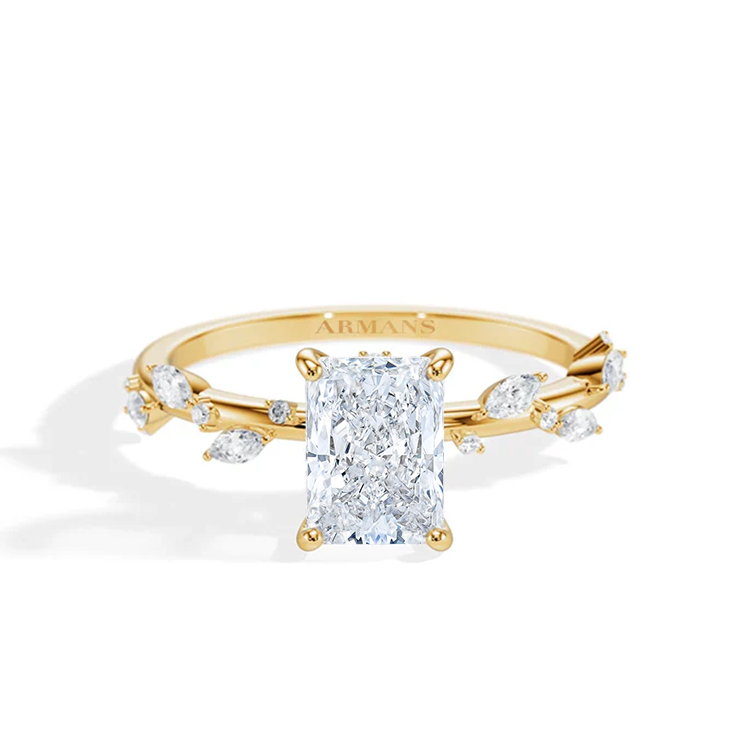 Radiant Lab Grown Diamond Leaf Engagement Ring - Armans Fine Jewellery