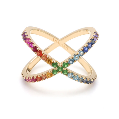 Rainbow Sapphire Criss Cross Ring - Armans Fine Jewellery