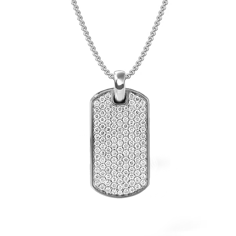 White gold dog tag necklace deals