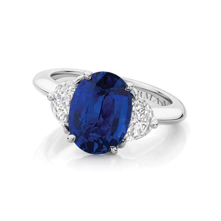 Royal Blue Stone Ring 14K Gold Sapphire Ring: Dark Blue Gemstone
