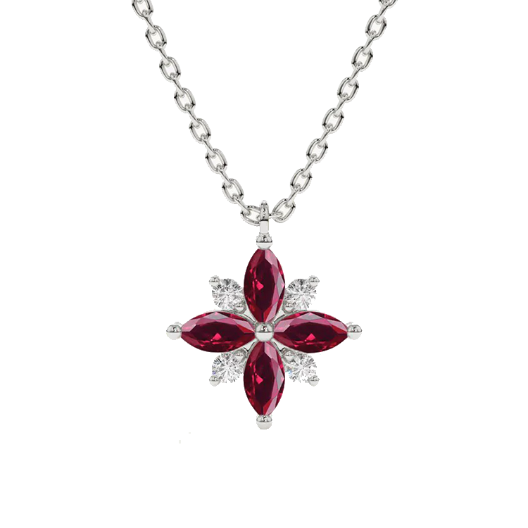 Ruby and Diamond Lotus Pendant - Armans Fine Jewellery