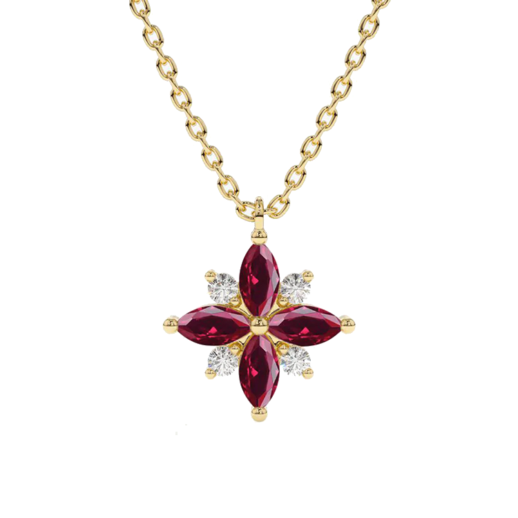 Ruby and Diamond Lotus Pendant - Armans Fine Jewellery