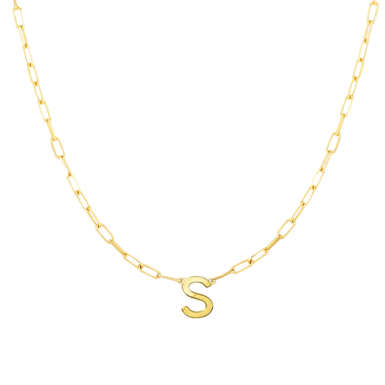 Block Letter Necklace with Paperclip Chain - Armans Fine Jewellery